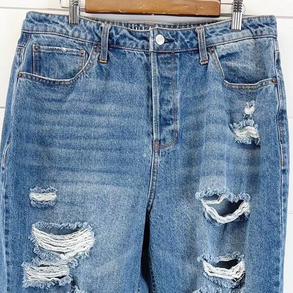 Vanilla Star Size 17 34 Waist 90s Jeans Boyfriend Button Fly Straight Distressed - Picture 3 of 14